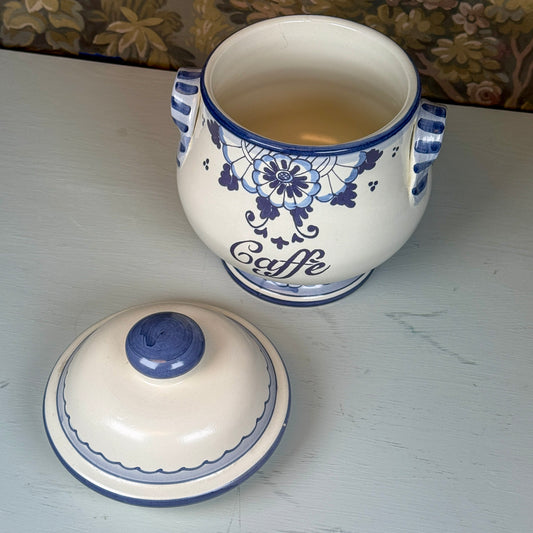 Blue & White "Caffe" Canister