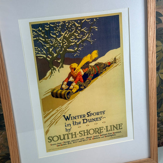Winter Sports in the Dunes I by South Shore Line Framed Print