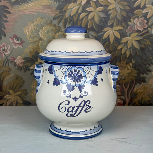Blue & White "Caffe" Canister