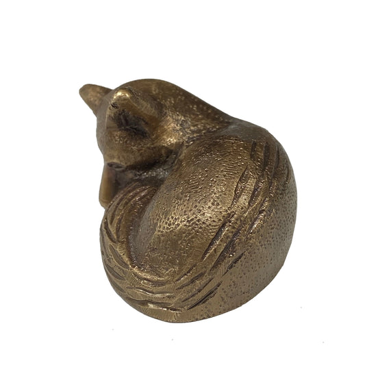 Brass Sleeping Fox Paperweight