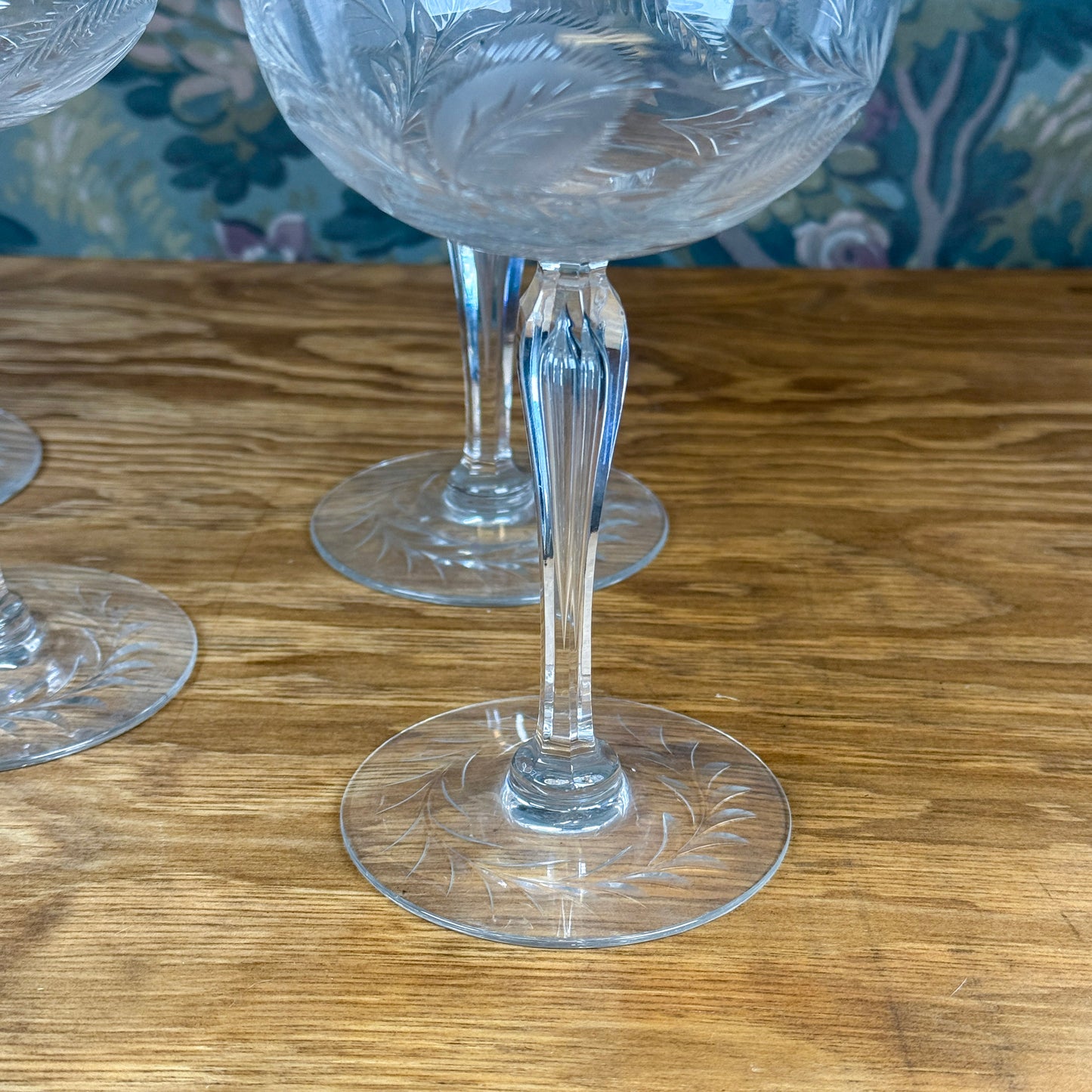 Vintage Etched Leaf Coupes