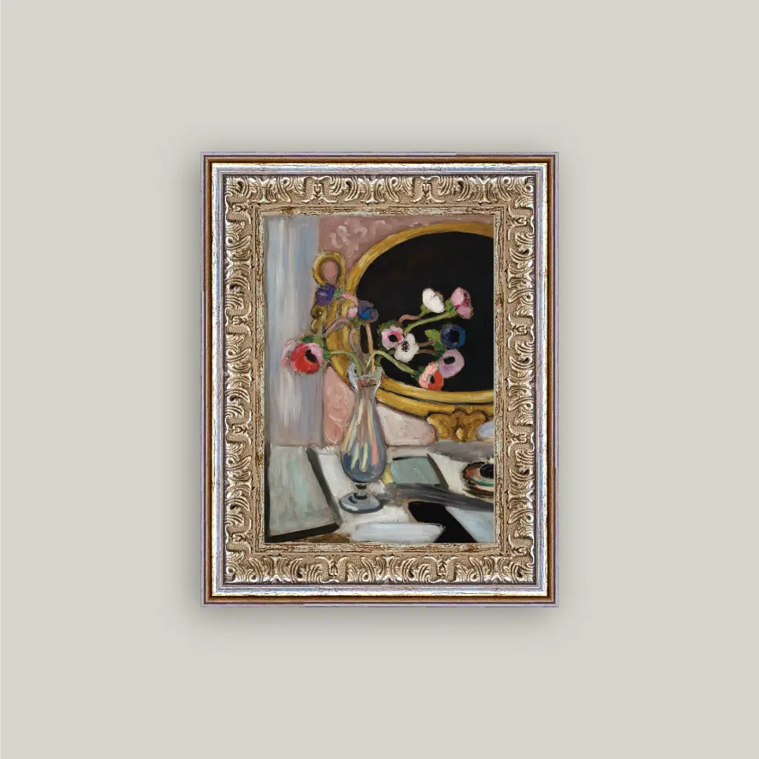 "Anemone and Mirror" Painting Framed Reproduction