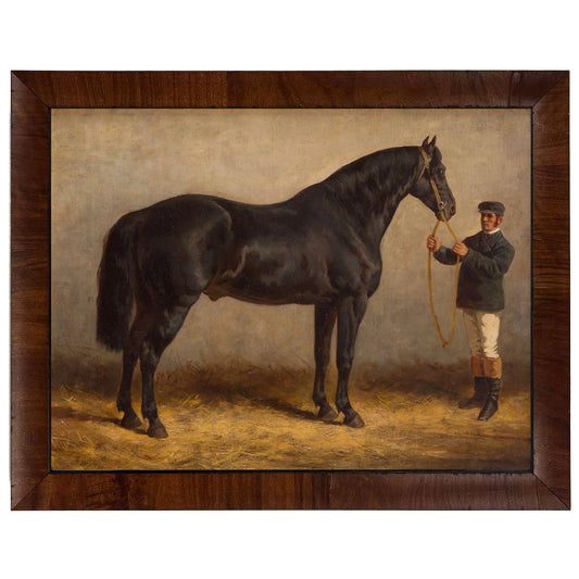 Vintage Oil Painting of Horse & Jockey Framed Print