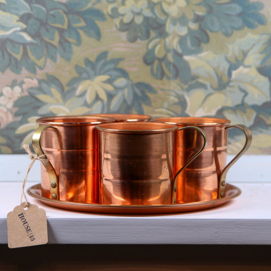 Vintage Copper Cups and Tray