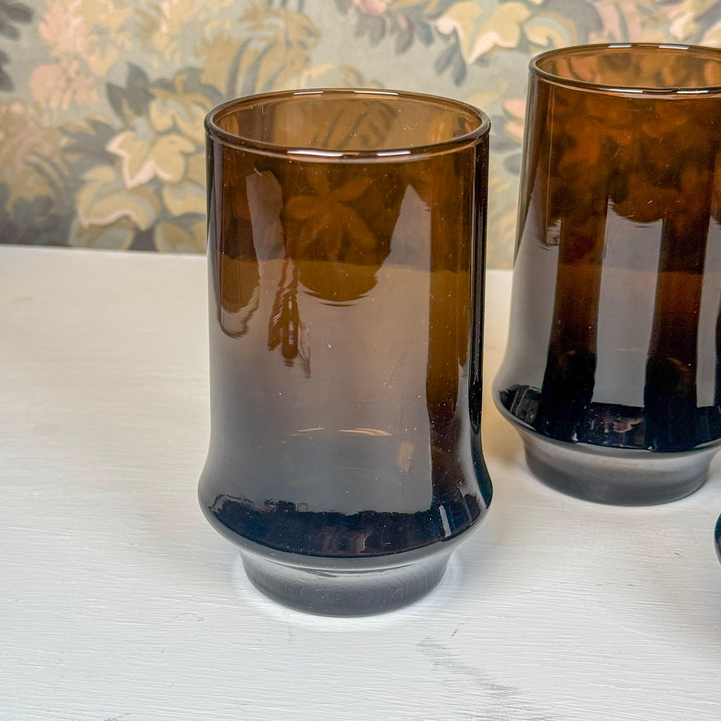 Vintage Smokey Brown Glass Tumblers