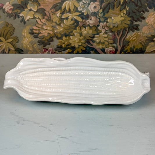 Vintage White Ceramic Corn on the Cob Dishes
