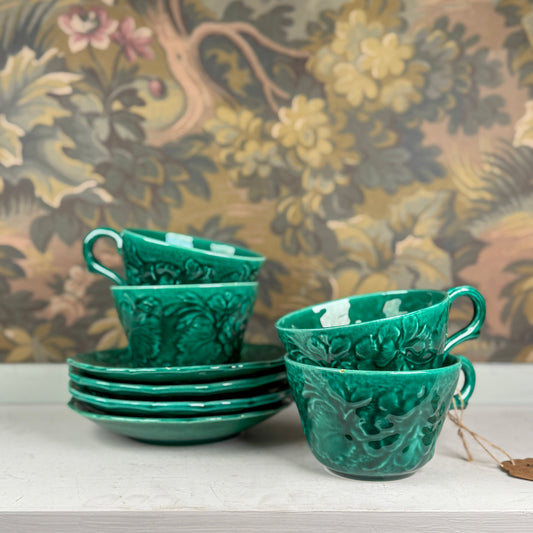 Green Magnolia Tea Cups Set