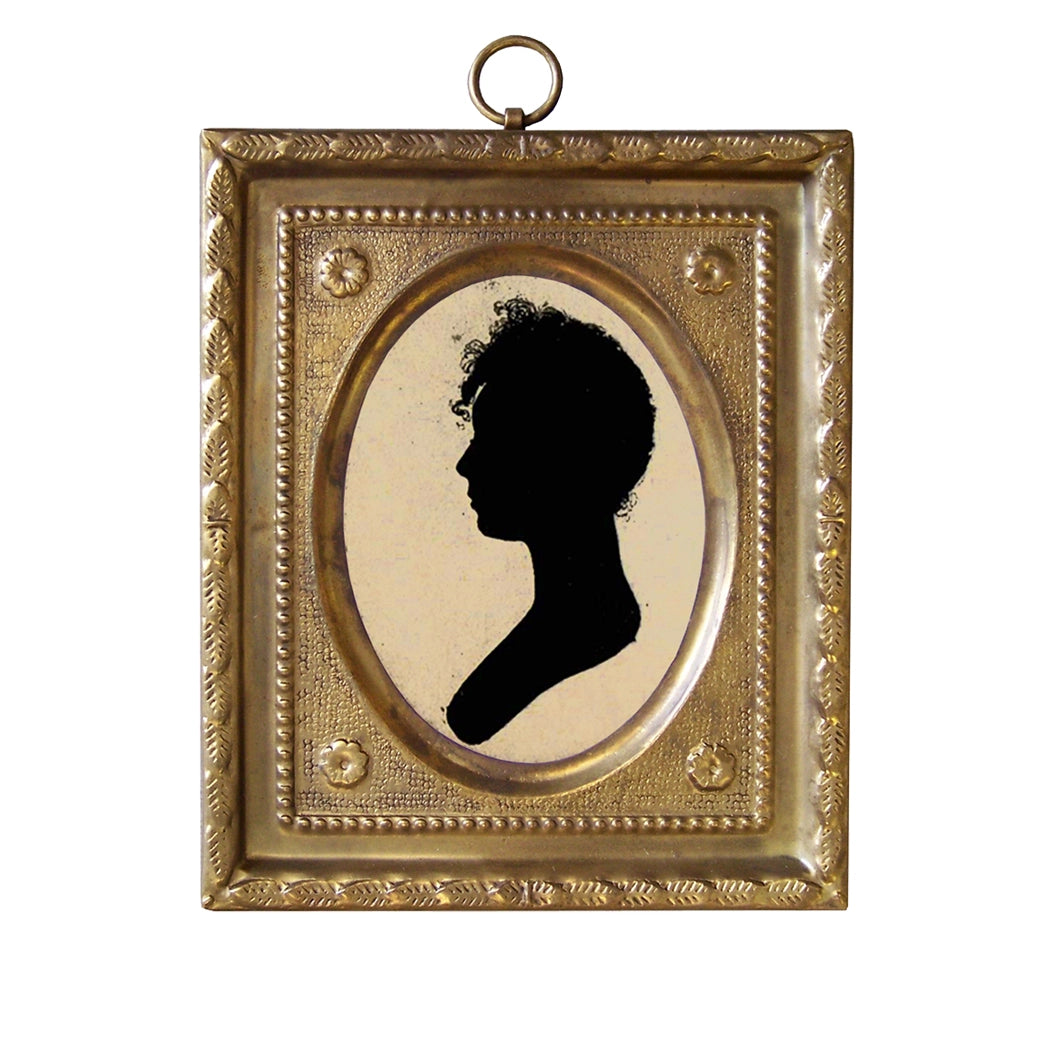 Woman Silhouette in Embossed Brass Frame