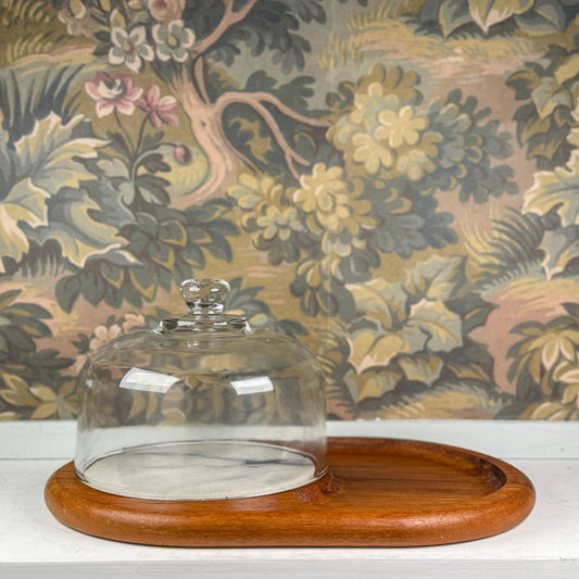 Wood & Marble Cheese Board with Glass Dome