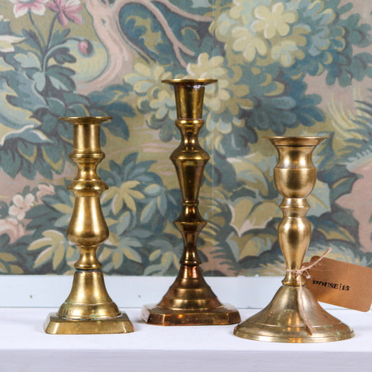 Set of 3 Brass Candlesticks
