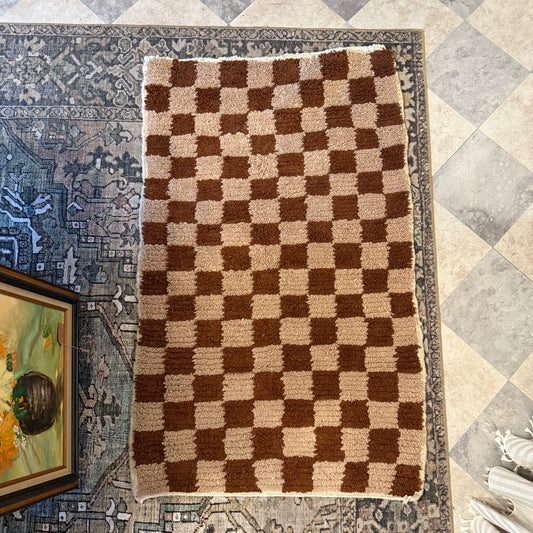 Vintage Moroccan Berber Wool Checkered Rug