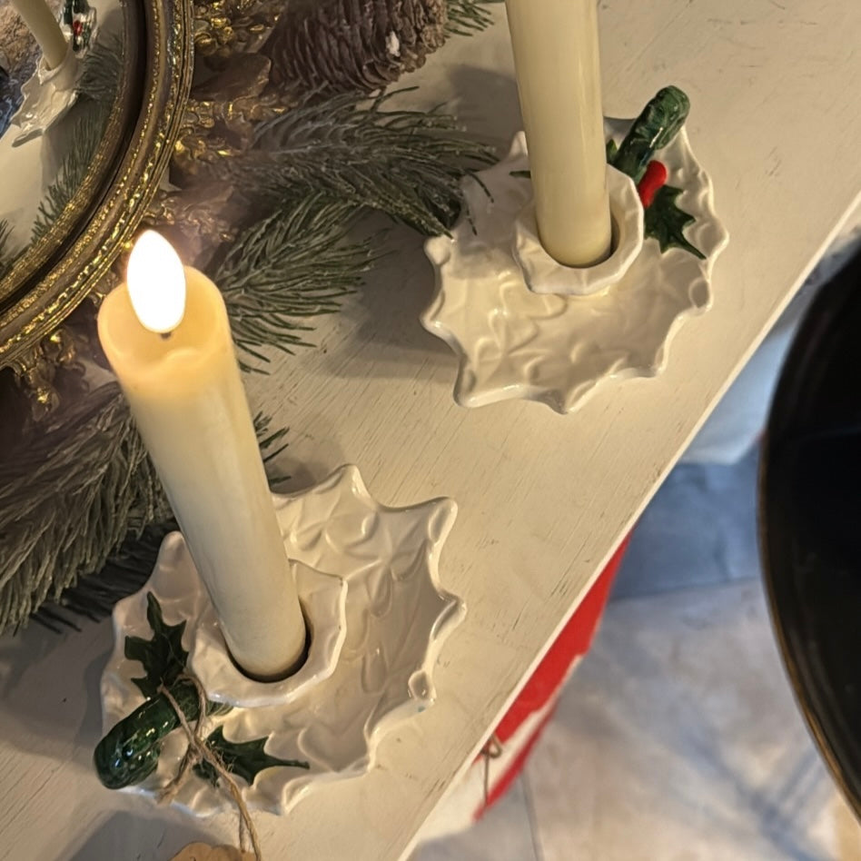 1973 Lefton Holly Candlesticks