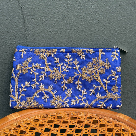 Blue Embroidered Purse Wallet