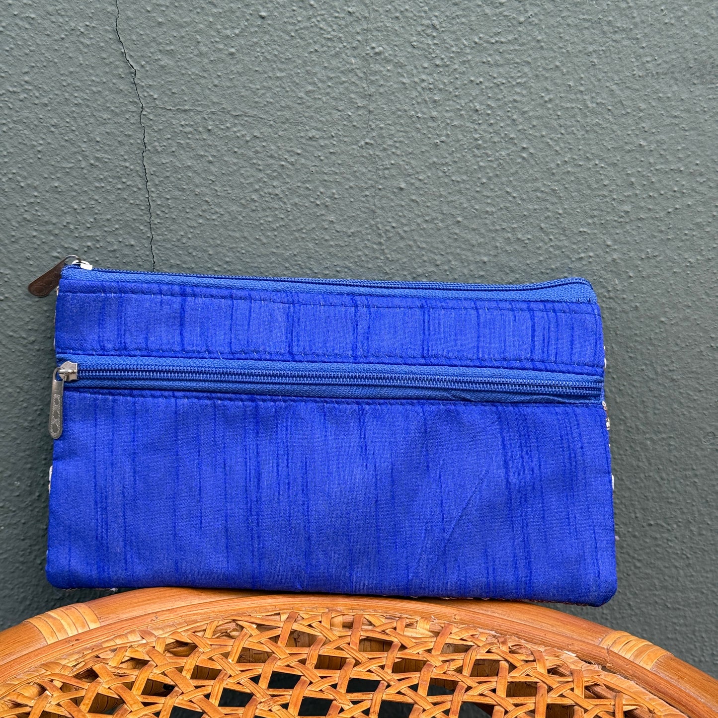 Blue Embroidered Purse Wallet