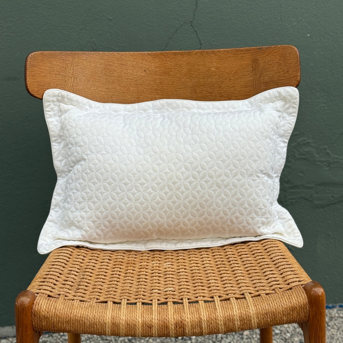 White Quilted Rectangular Pillow