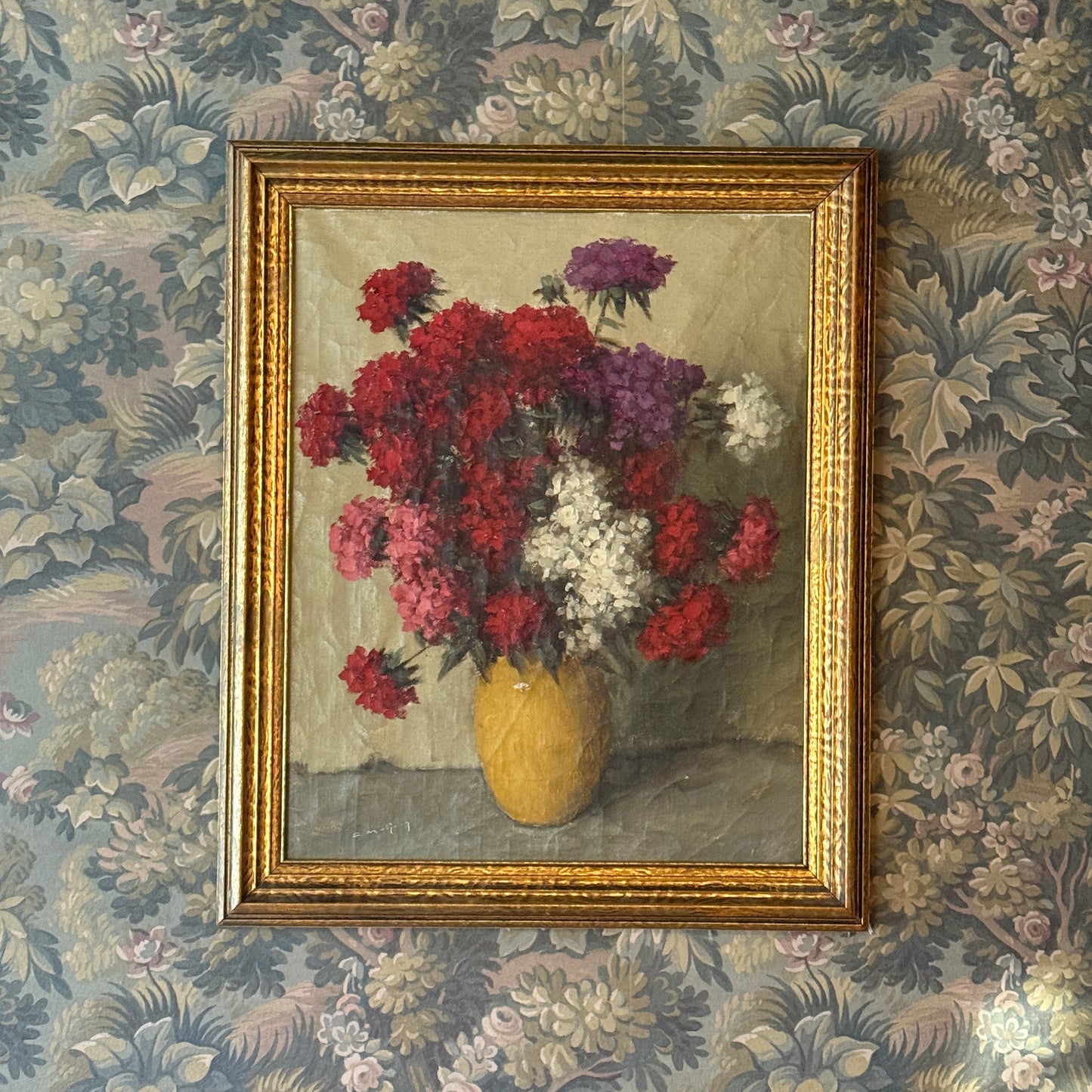 Vintage Original Reds & Pinks Floral Art