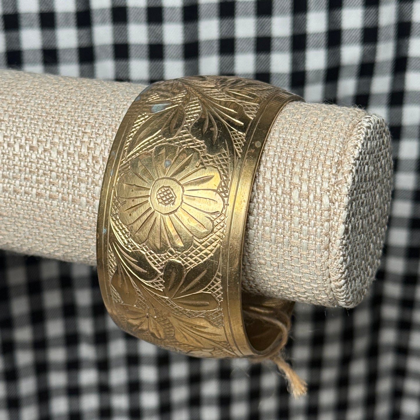 Brass Vintage Floral Bangle