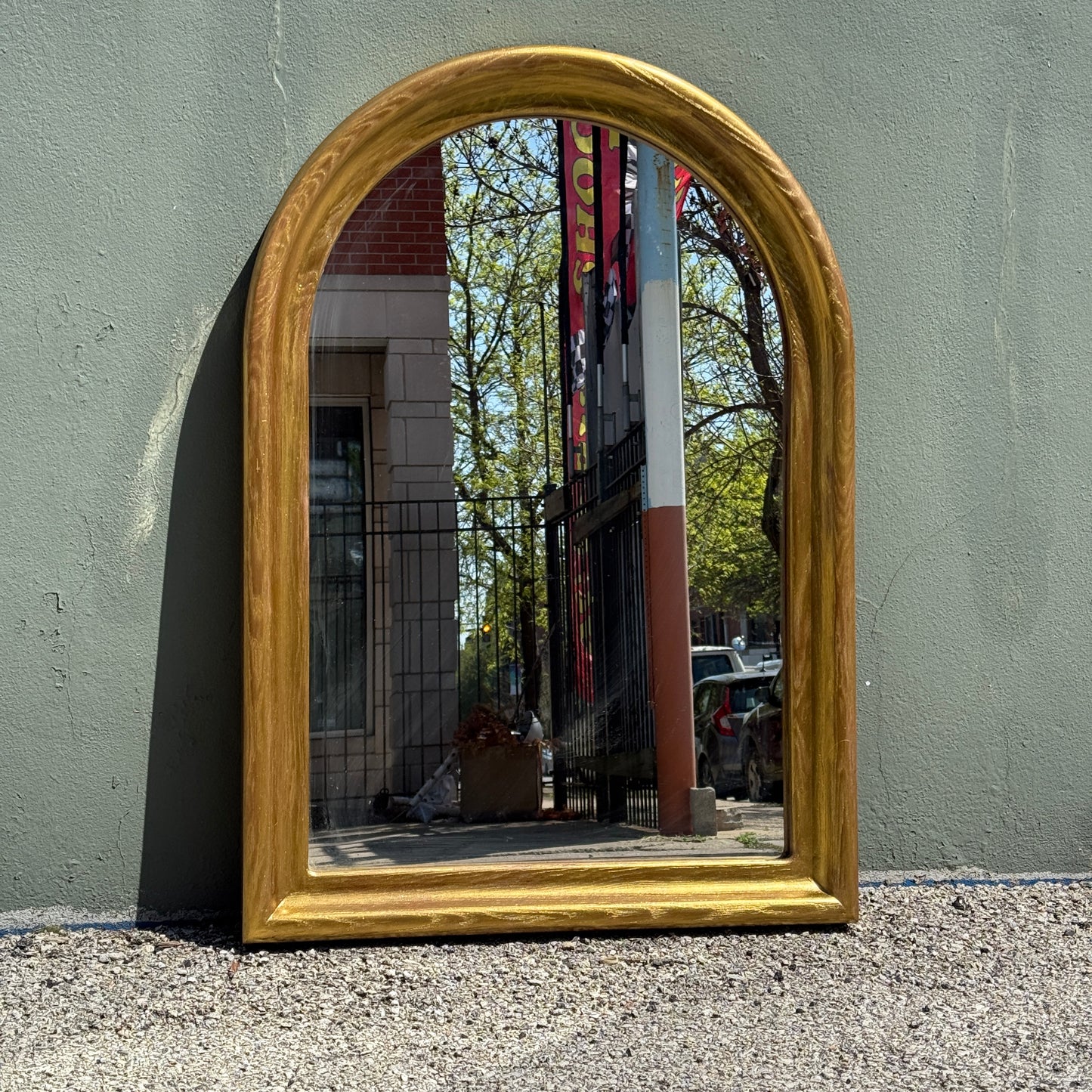 Gold Arched Vintage Mirror