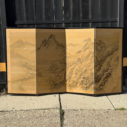 Antique Four Panel Screen