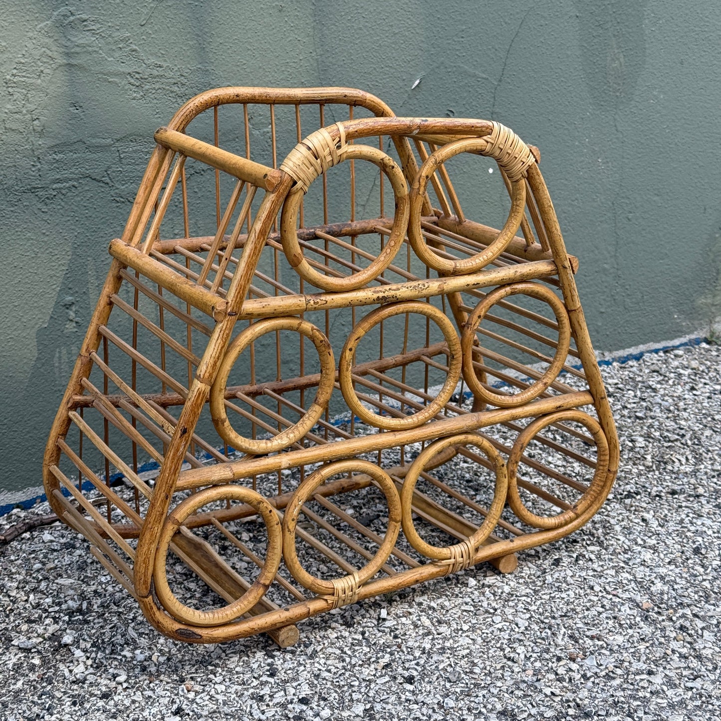 Found Rattan Wine Rack