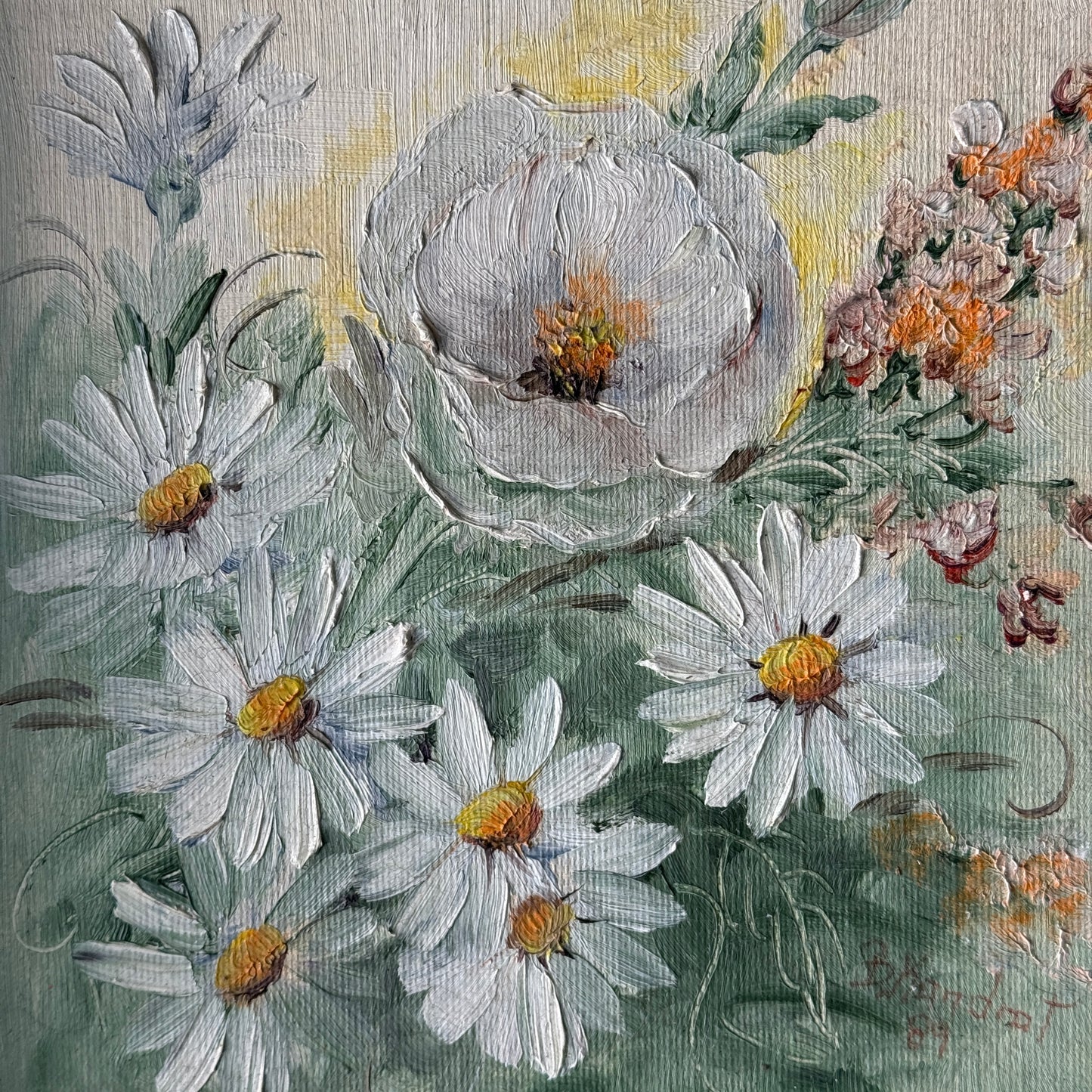 Vintage Floral Daisies Original Art