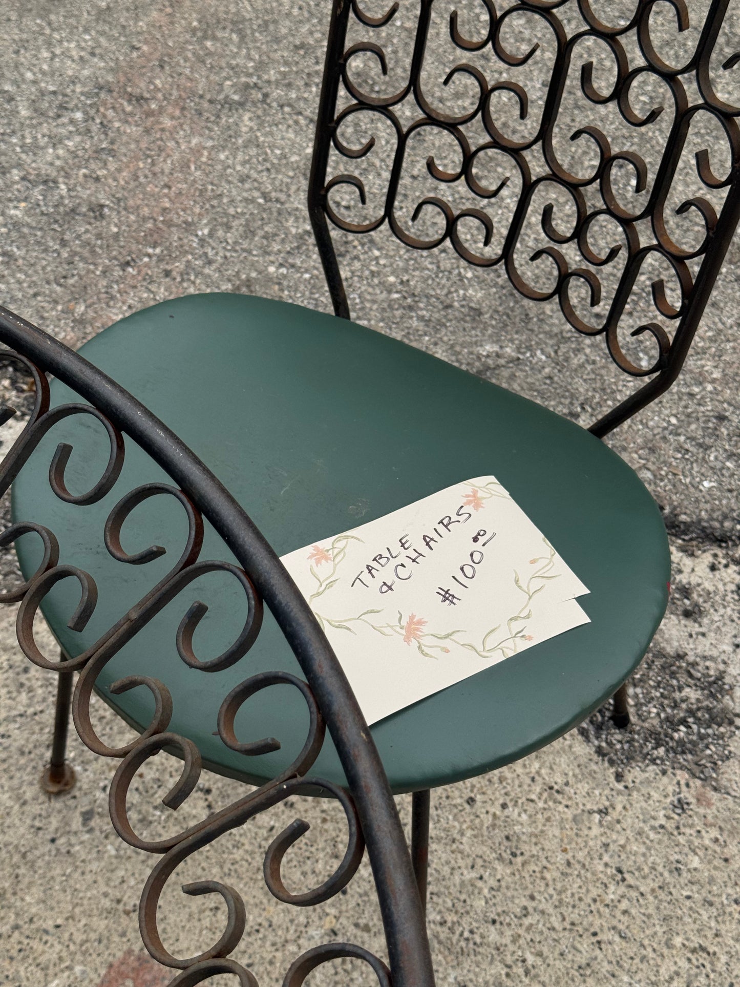 1960's Arthur Umanoff Wrought Iron Table & 4 Chairs