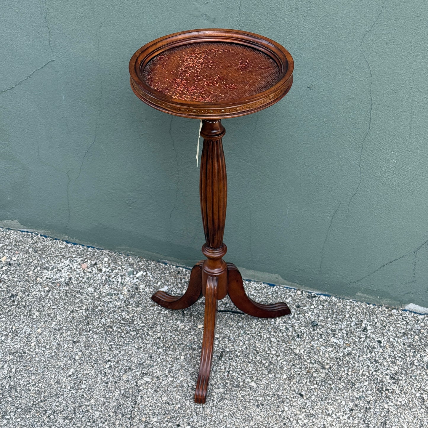 Vintage Wicker & Wood Side Table