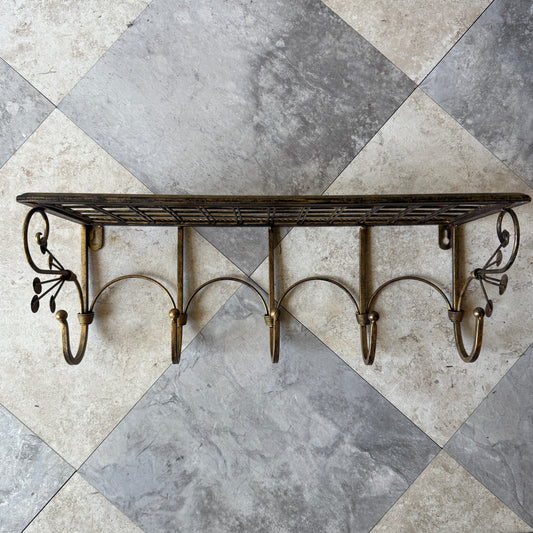 Brass Shelf with Hooks