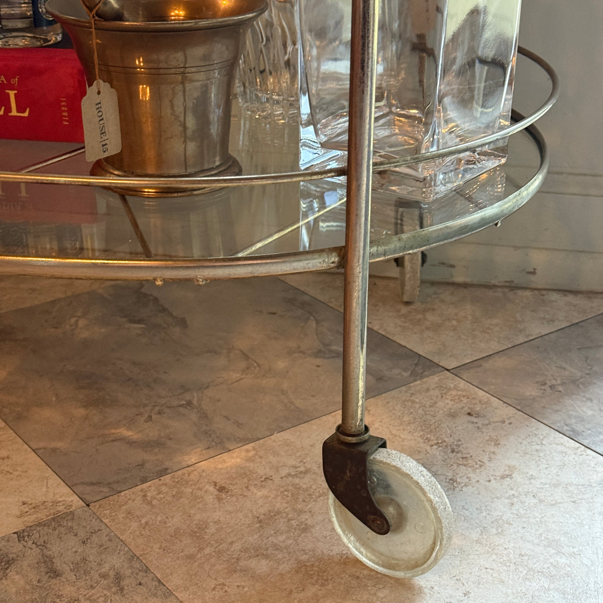 MCM Chrome Two-Tiered Bar Cart