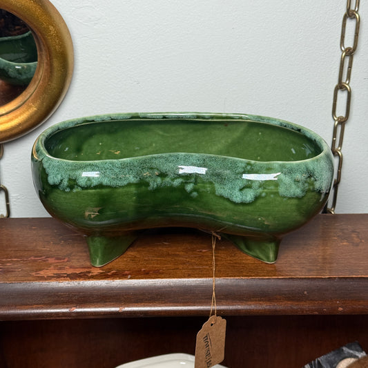 Vintage Green Glazed Bean Pottery