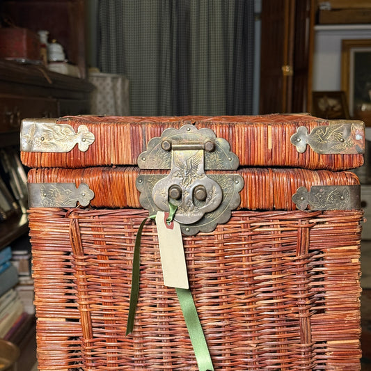 Wicker Brass Trunk or Hamper