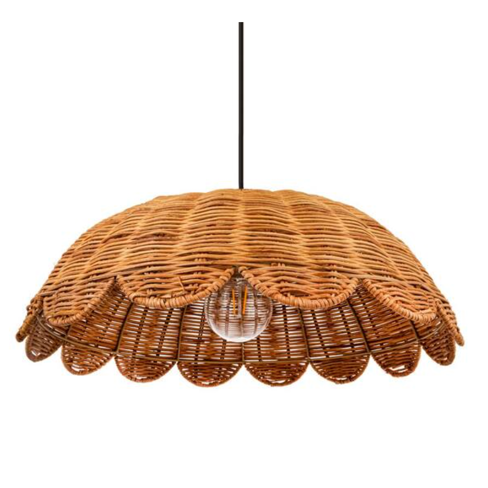 Hand-Woven Rattan Scalloped Pendant Lamp