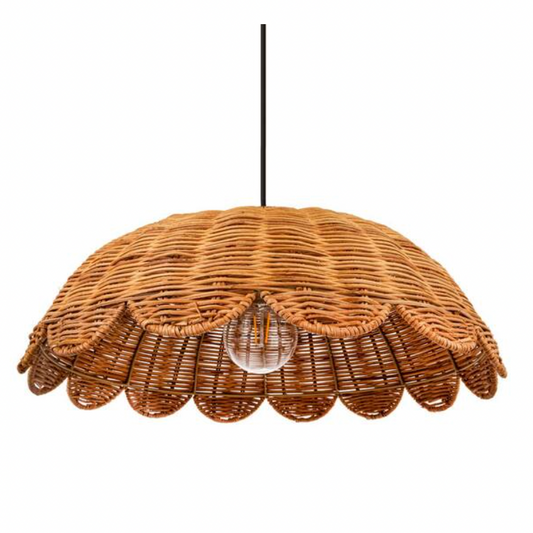 Hand-Woven Rattan Scalloped Pendant Lamp