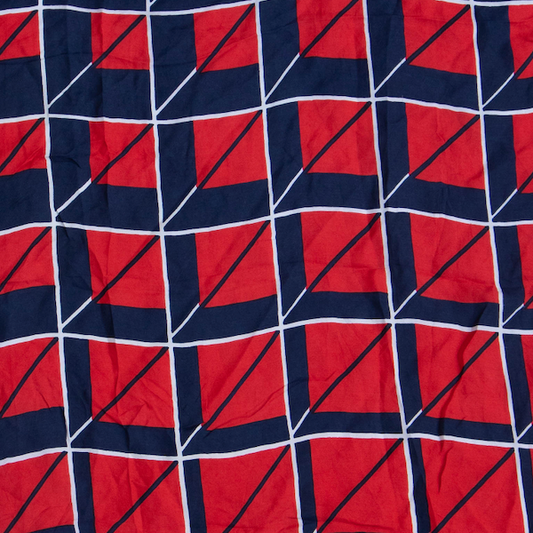 Red & Blue Geo French Scarf
