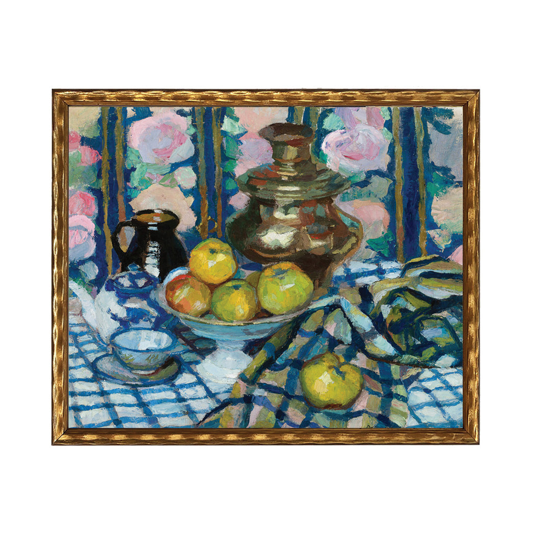 Vintage Oil Painting of Fruit in Bowl Framed Print