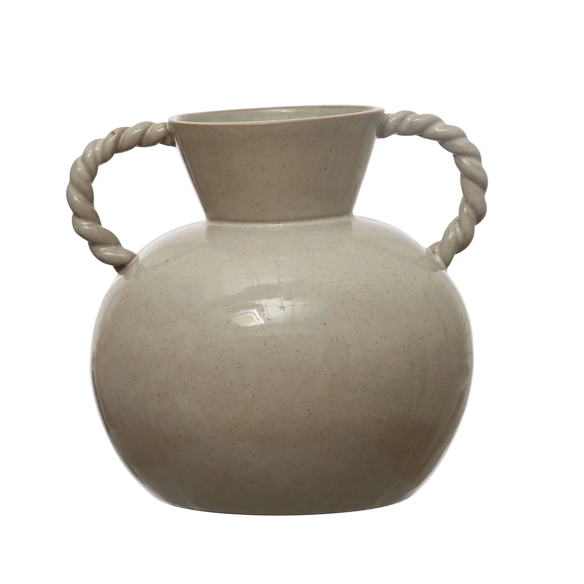 Stoneware Vase with Twisted Handles