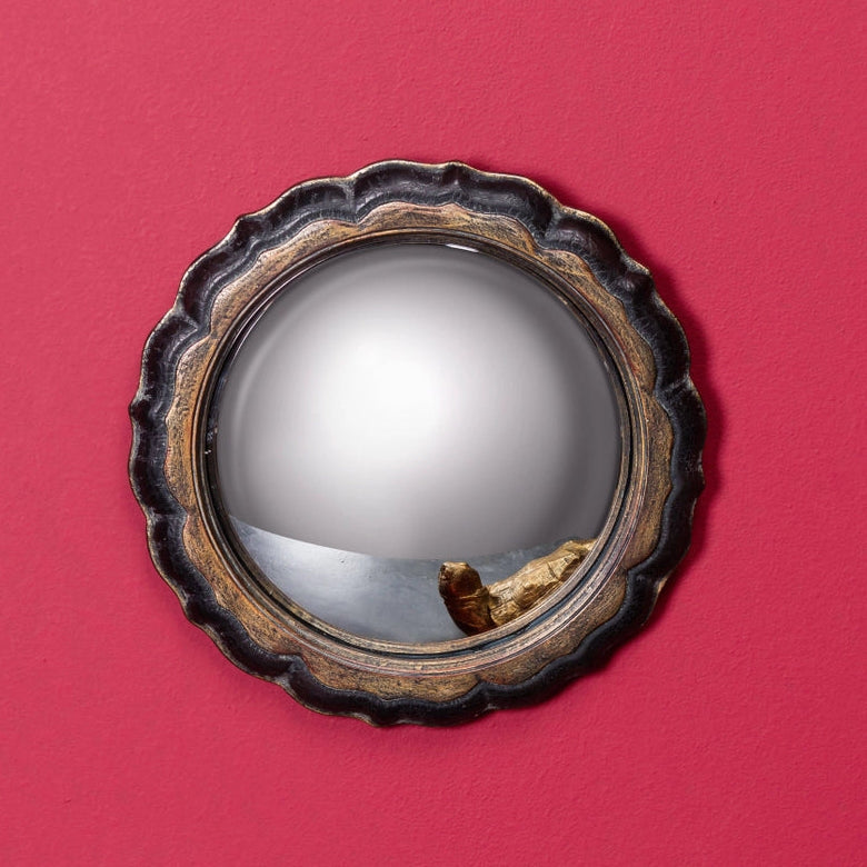 Black & Gold Flower Convex Mirror