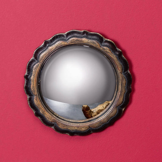 Black & Gold Flower Convex Mirror