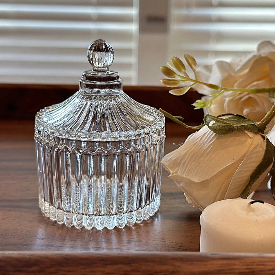 Ribbed Yurt Glass Jar with Lid