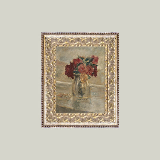 "Valentine Rose Vase" Painting Framed Reproduction