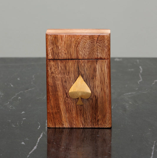 Ace of Spades, Wood & Brass Card Box