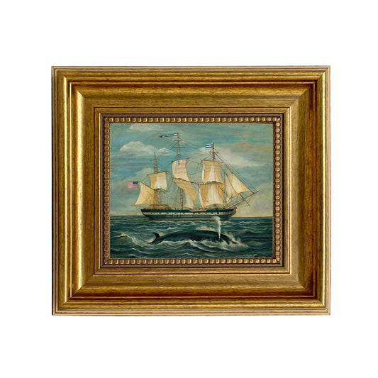 American Whaling Ship with Sperm Whale Oil Painting Print