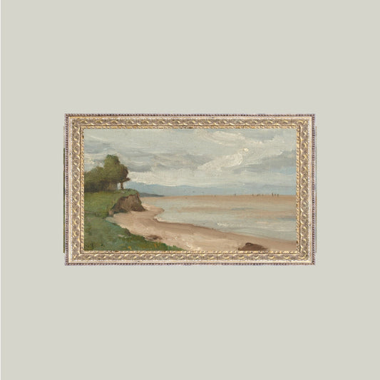 "Beach Near Etretat" Painting Framed Reproduction