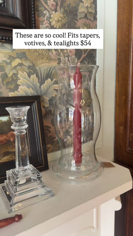 Glass Candle Hurricane Pair