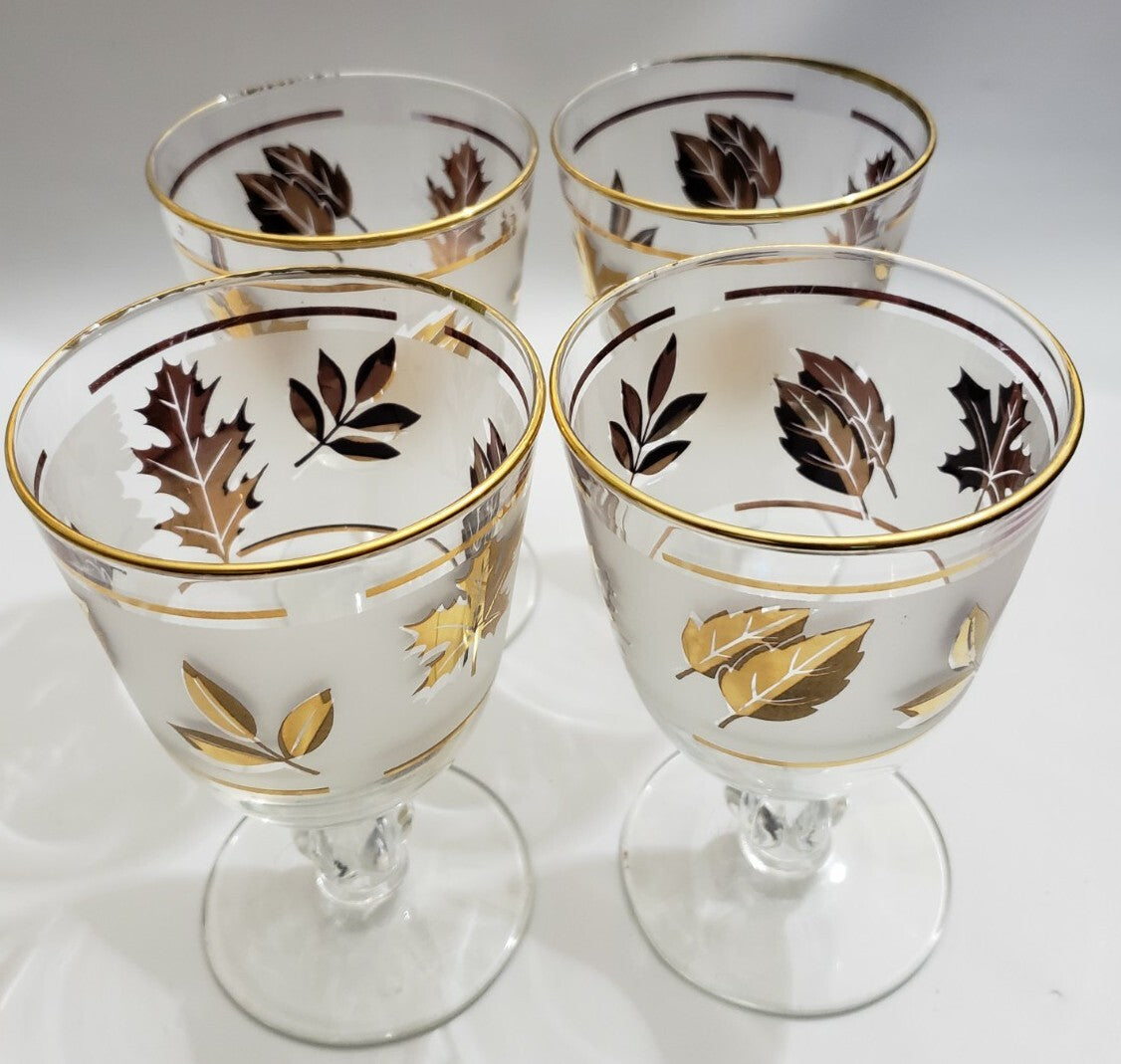Set of 4 Gold Leaf Glasses