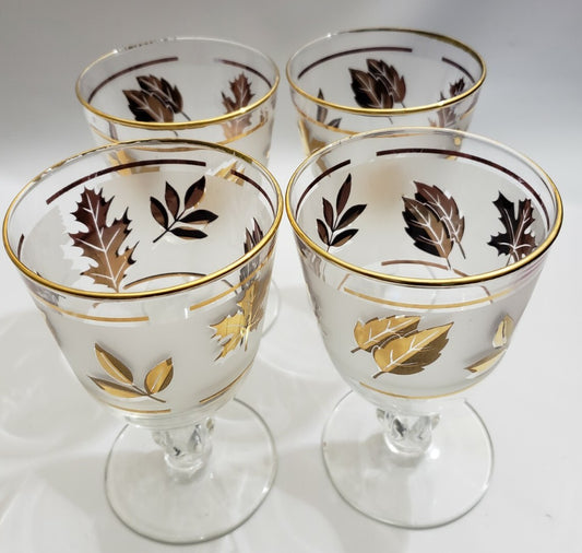 Set of 4 Gold Leaf Glasses